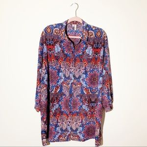 ASOS Oversized Paisley Button Down Shirt Dress